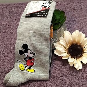 🆕DISNEY MICKEY & PLUTO GREY STRIPED SOCKS - ADULT
